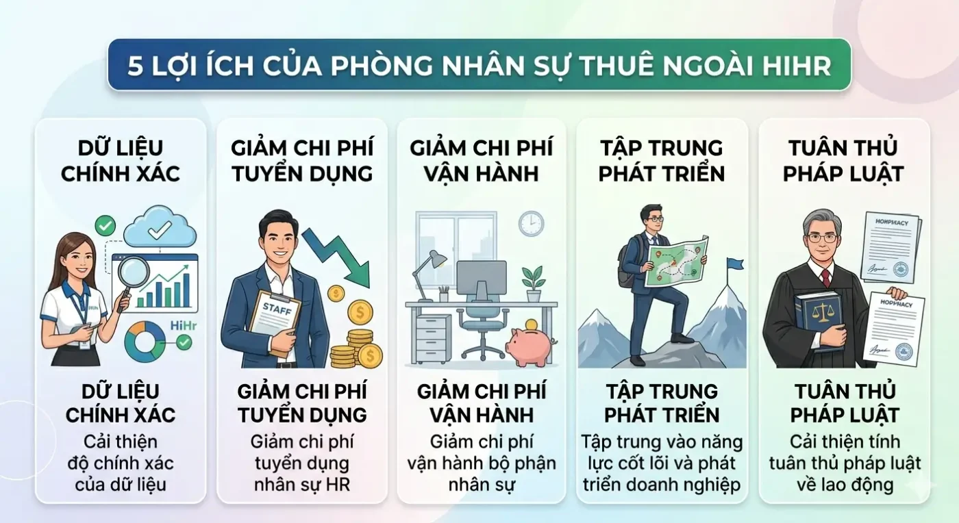 Lợi ích khi sử dụng dịch vụ Phòng Nhân sự thuê ngoài tại HiHr